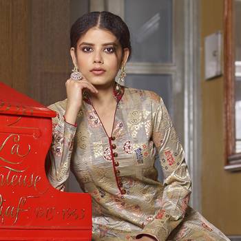 Beige hand embroidery jacquard salwar 2