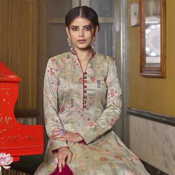 Beige hand embroidery jacquard salwar 3