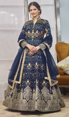 Navy-blue hand embroidery jacquard salwar 1