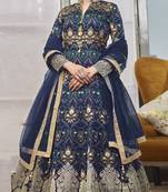 Navy-blue hand embroidery jacquard salwar