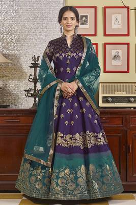 Purple hand embroidery jacquard salwar 1