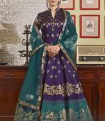 Purple hand embroidery jacquard salwar