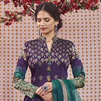 Purple hand embroidery jacquard salwar 2
