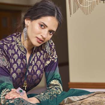 Purple hand embroidery jacquard salwar 3