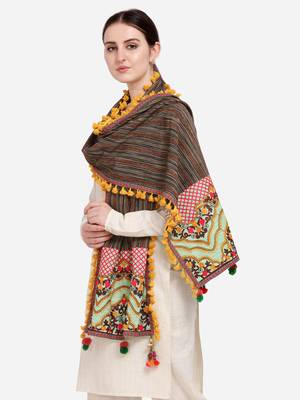 Temple Embroidered Panel Linen Festive Dupatta 2