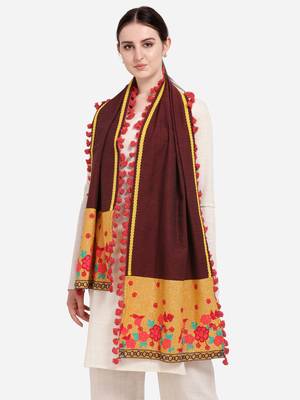 Mustard Floral Panel Linen Festive Dupatta 2
