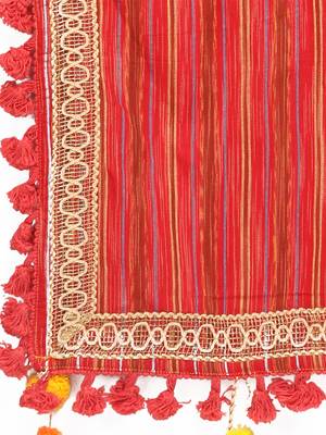 Lemon Yellow Circle Embroidered Lining Panel Linen Festive Dupatta 3