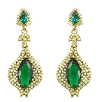 Green pearl danglers-drops 1