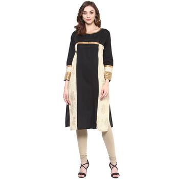 Ridan Cotton Black Printed Straight Kurti 1