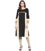 Ridan Cotton Black Printed Straight Kurti