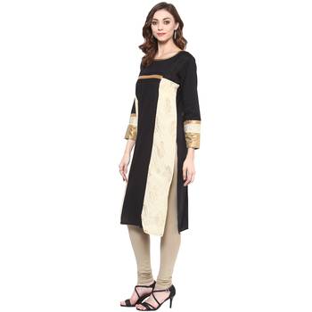 Ridan Cotton Black Printed Straight Kurti 3