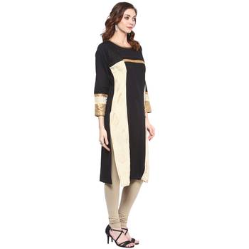 Ridan Cotton Black Printed Straight Kurti 4