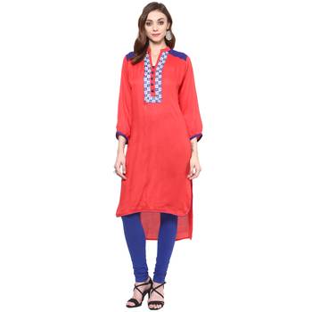 Ridan Rayon Red High Low Hem Line Kurti 1