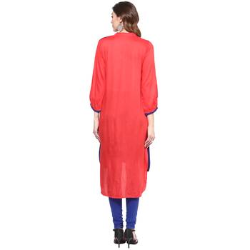 Ridan Rayon Red High Low Hem Line Kurti 2