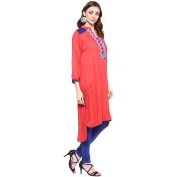 Ridan Rayon Red High Low Hem Line Kurti 4