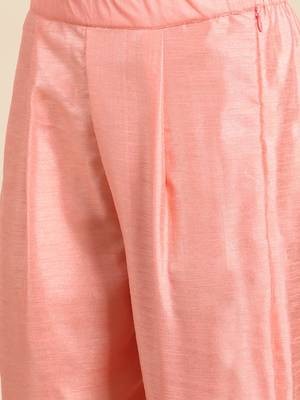 Baby-pink embroidered dupion silk ethnic-kurtis 5