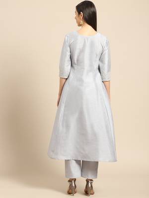 Grey embroidered dupion silk ethnic-kurtis 2