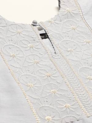Grey embroidered dupion silk ethnic-kurtis 4