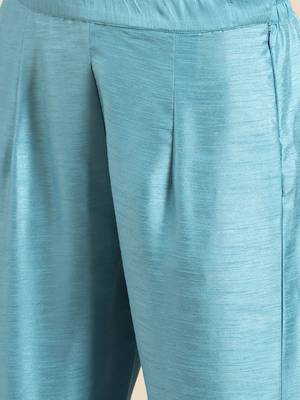 Blue embroidered dupion silk ethnic-kurtis 5