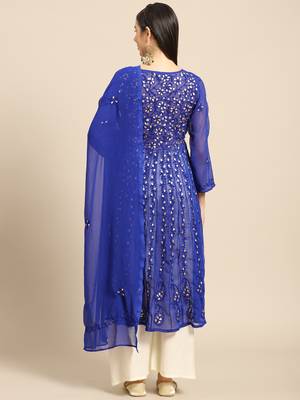 Blue embroidered georgette ethnic-kurtis 2
