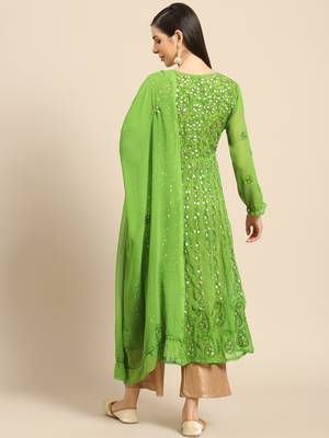 Green embroidered georgette ethnic-kurtis 2