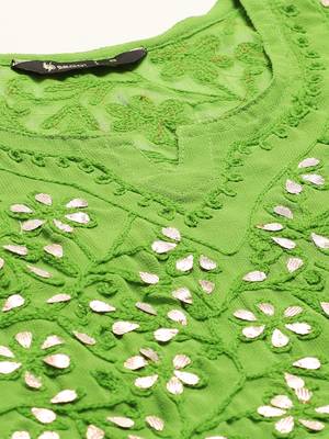 Green embroidered georgette ethnic-kurtis 4