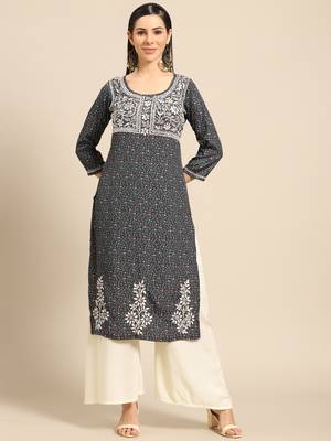 Black printed crepe ethnic-kurtis 1