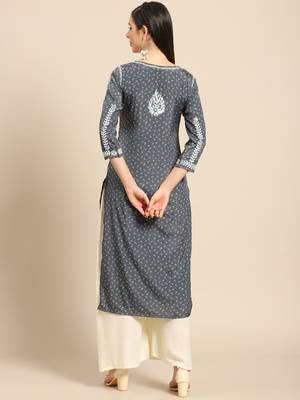 Grey printed crepe ethnic-kurtis 2
