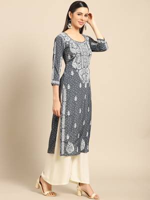 Grey printed crepe ethnic-kurtis 3