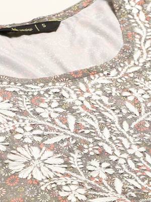 Olive printed crepe ethnic-kurtis 5