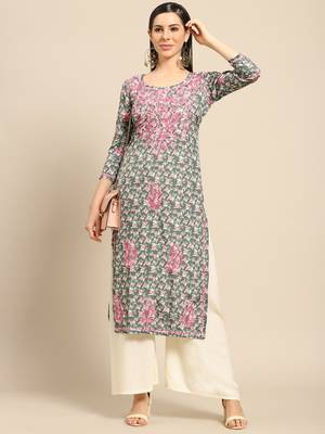 Green printed crepe ethnic-kurtis 1