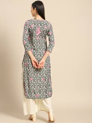 Green printed crepe ethnic-kurtis 2