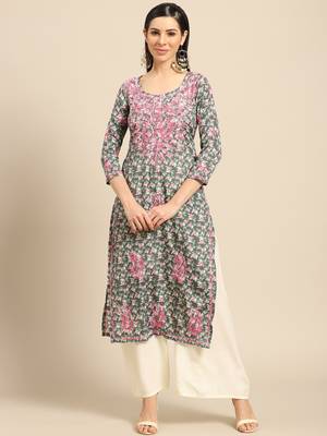Green printed crepe ethnic-kurtis 4