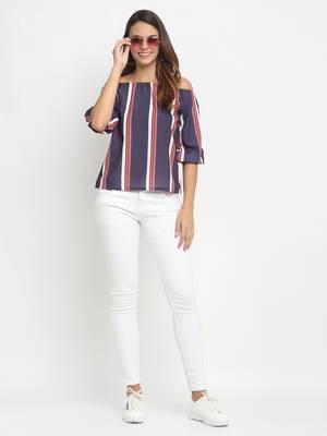 Grey printed viscose rayon party-tops 1