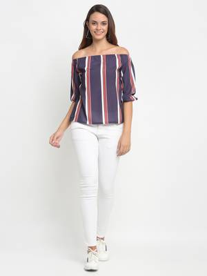 Grey printed viscose rayon party-tops 2