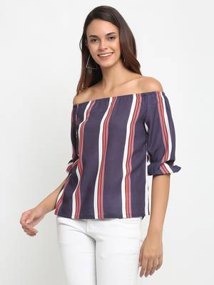 Grey printed viscose rayon party-tops 3