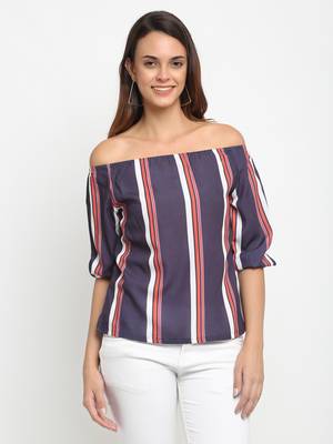 Grey printed viscose rayon party-tops 4