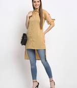 Beige plain georgette party-tops
