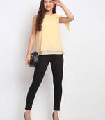 Gold plain georgette party-tops