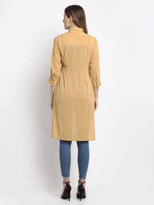 Beige plain georgette party-tops 4