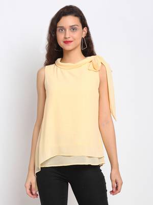 Gold plain georgette party-tops 2