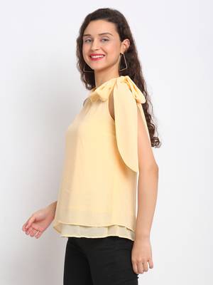 Gold plain georgette party-tops 3
