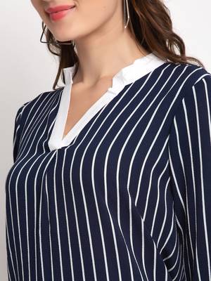 Navy-blue printed georgette party-tops 5