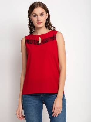 Red plain crepe party-tops 1