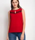 Red plain crepe party-tops