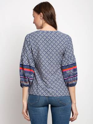 Indigo printed crepe party-tops 4