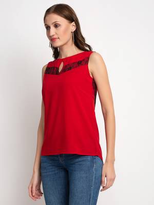 Red plain crepe party-tops 2