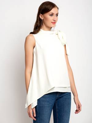 Cream plain crepe party-tops 2