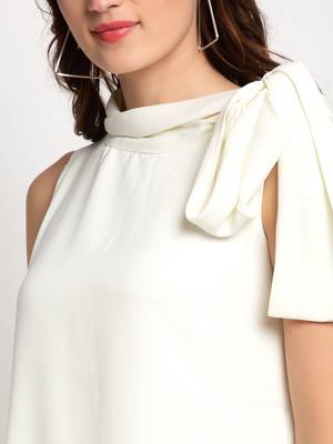 Cream plain crepe party-tops 5