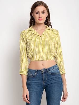 Olive printed crepe party-tops 1